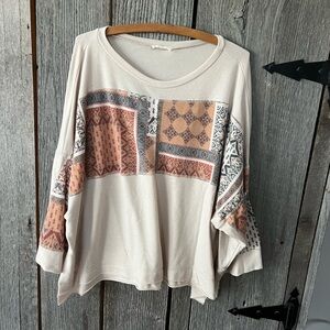 Boho Patchwork Beige Women's Sweatshirt